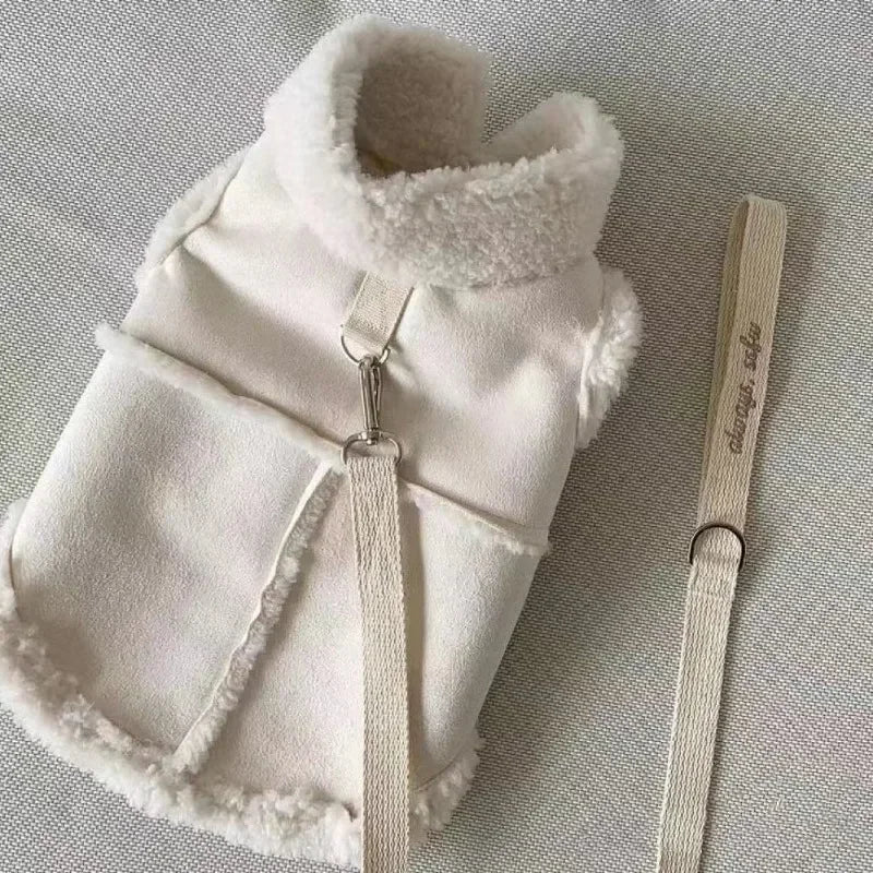 Winter Sherpa Dog Vest – Warm Harness Jacket with D-Ring (Coat for Small/Medium Dogs)