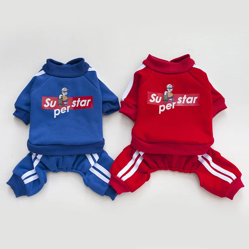 Superstar Pet Tracksuit – Two-Piece Dog Outfit Set (Sweatshirt & Pants)