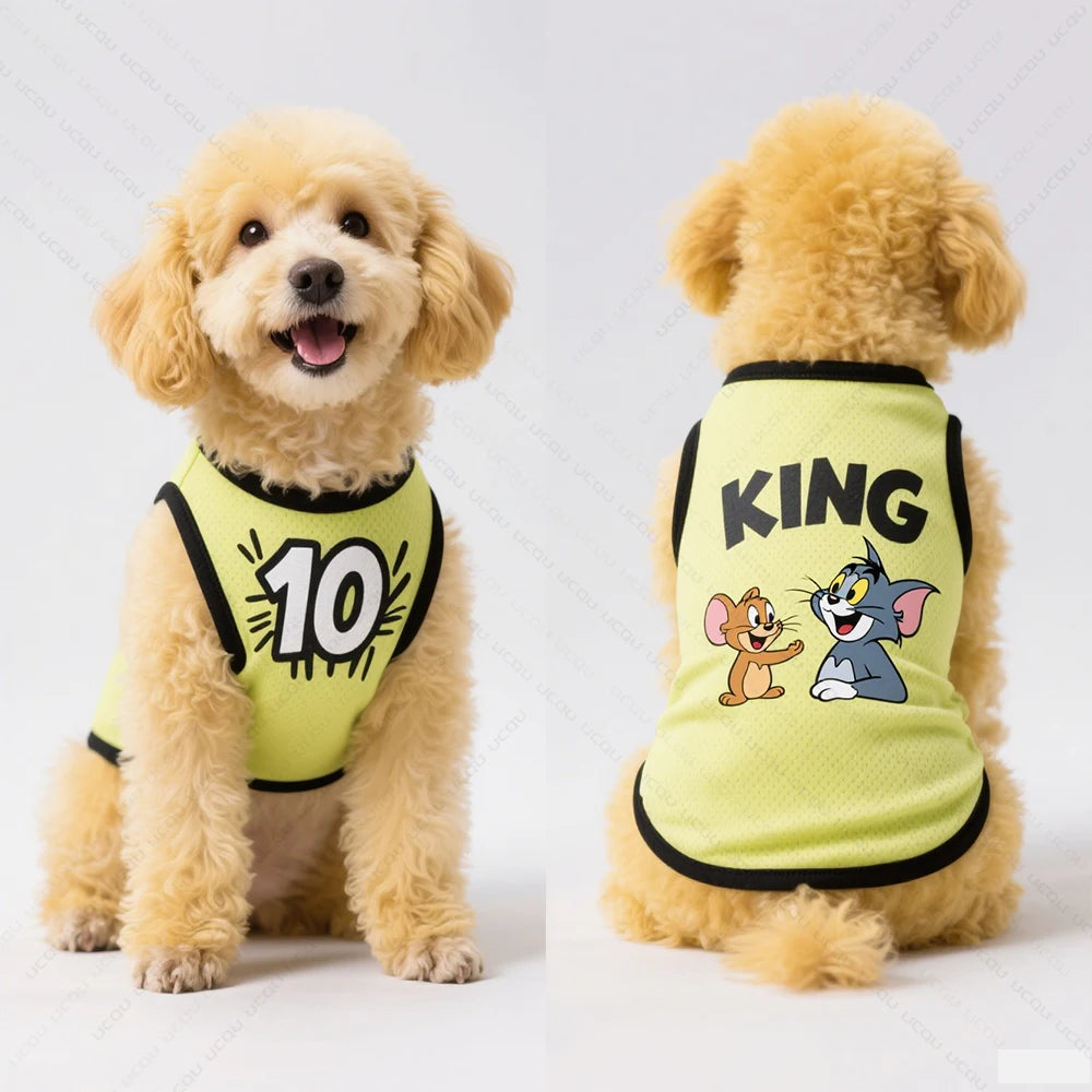 Cartoon Dog Tank Top – Summer Sleeveless Pet Shirt for Small & Medium Dogs