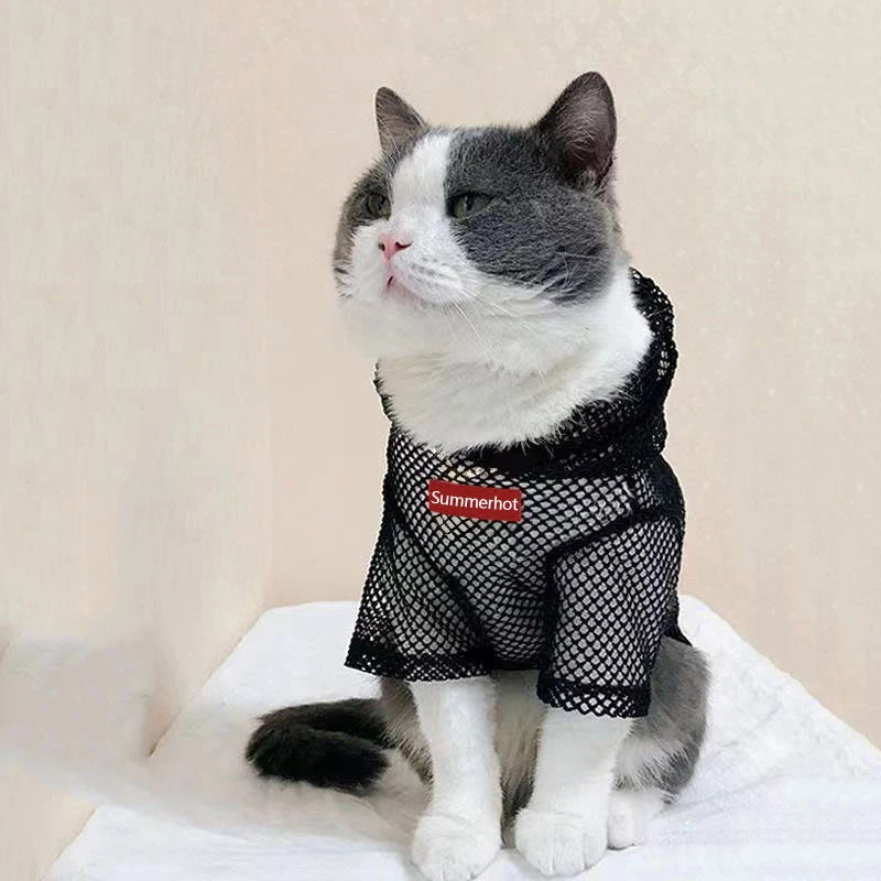 Summer Mesh Pet Hoodie – Breathable Lightweight Dog & Cat Outfit