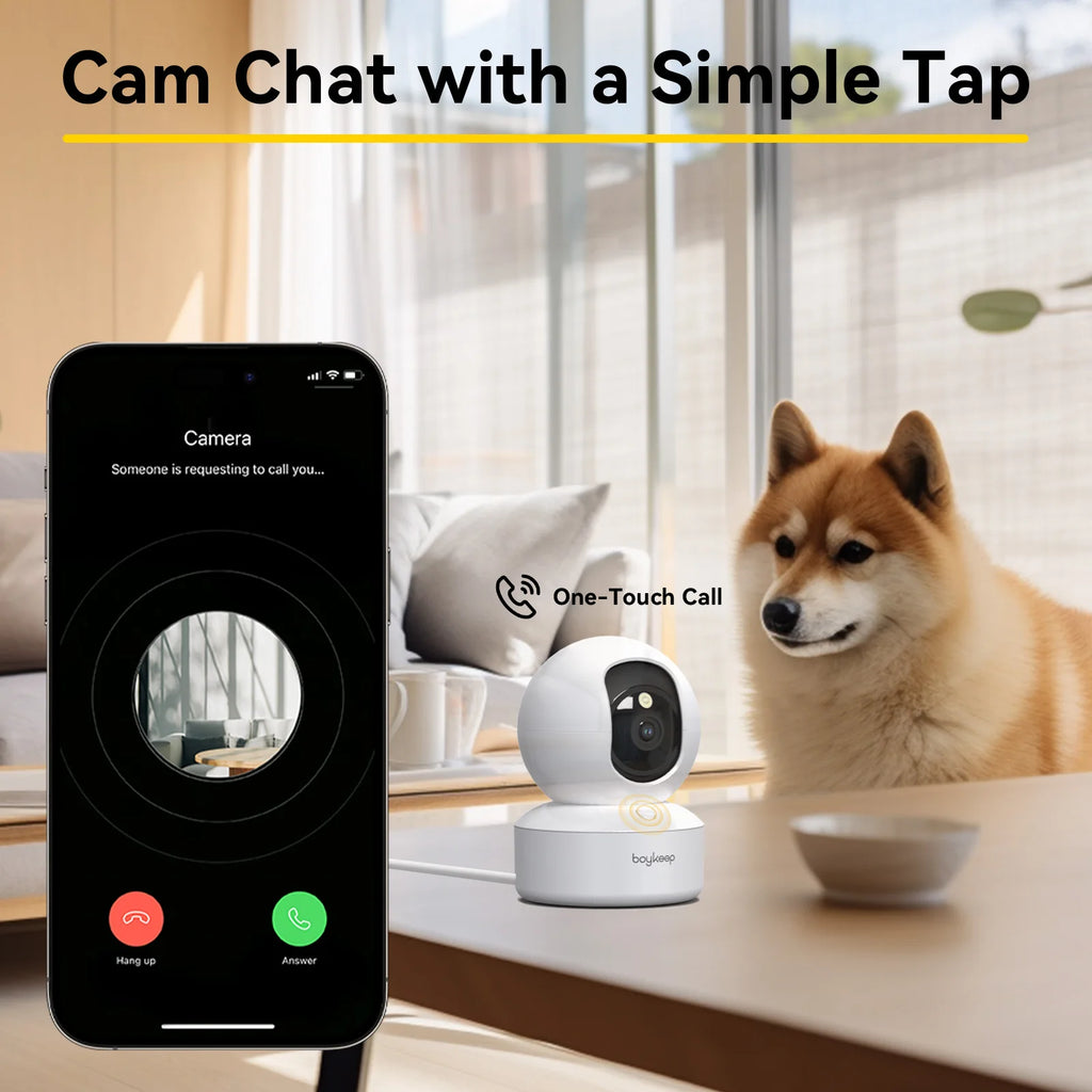 Boykeep 360° Pet Camera – Smart WiFi Indoor Security Cam with Motion Tracking & Two-Way Audio