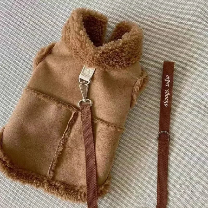 Winter Sherpa Dog Vest – Warm Harness Jacket with D-Ring (Coat for Small/Medium Dogs)