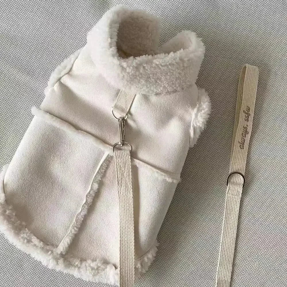 Winter Sherpa Dog Vest – Warm Harness Jacket with D-Ring (Coat for Small/Medium Dogs)