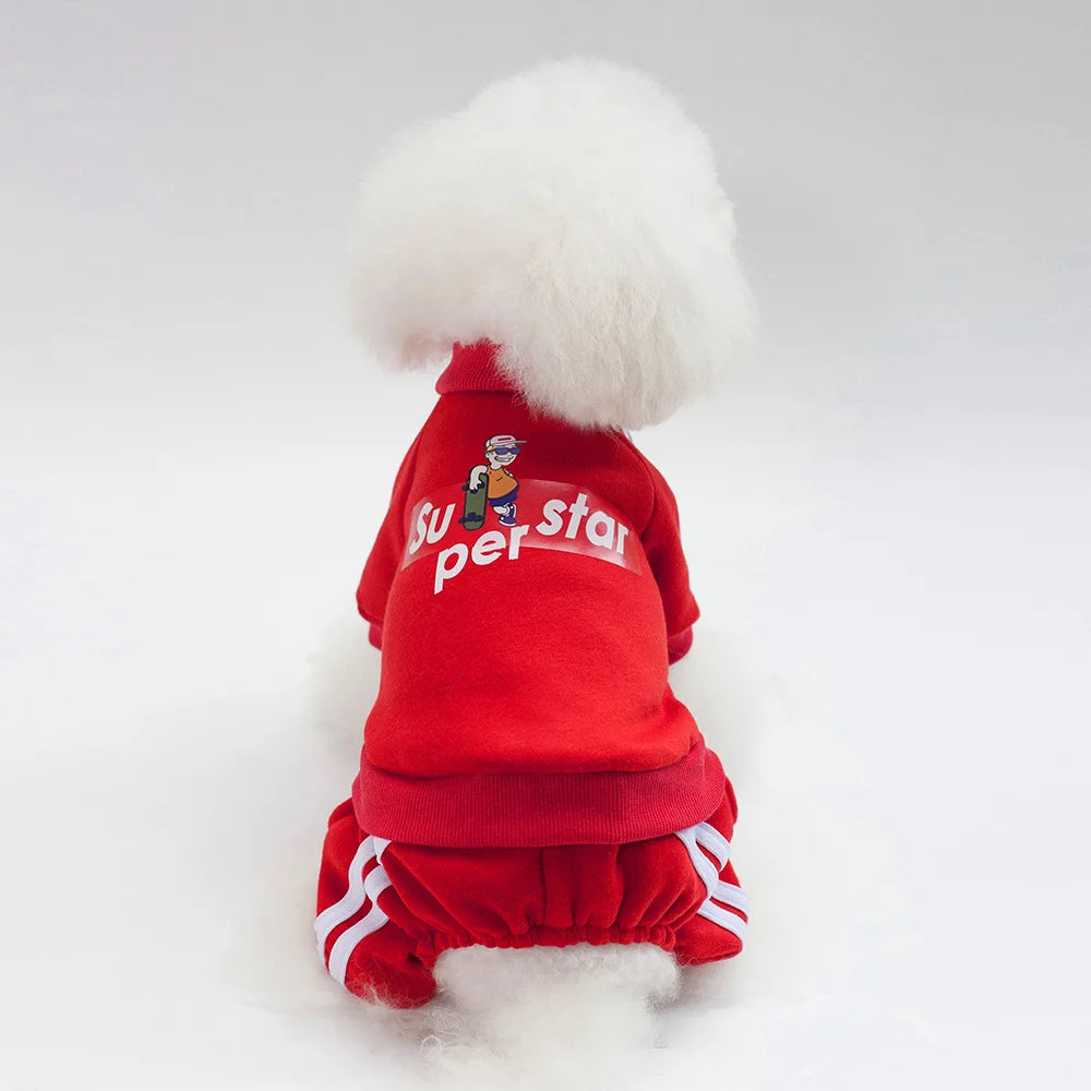 Superstar Pet Tracksuit – Two-Piece Dog Outfit Set (Sweatshirt & Pants)