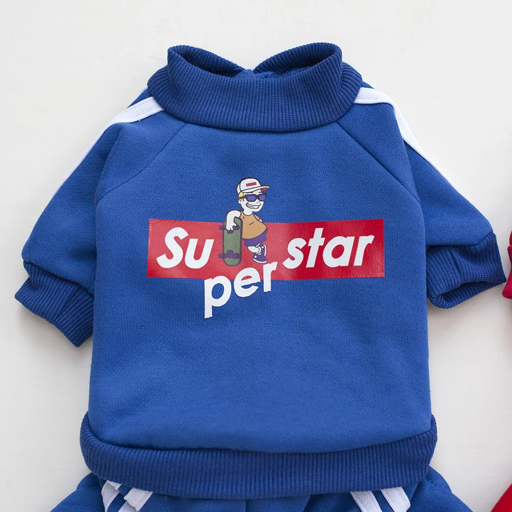 Superstar Pet Tracksuit – Two-Piece Dog Outfit Set (Sweatshirt & Pants)
