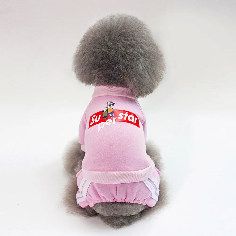 Superstar Pet Tracksuit – Two-Piece Dog Outfit Set (Sweatshirt & Pants)