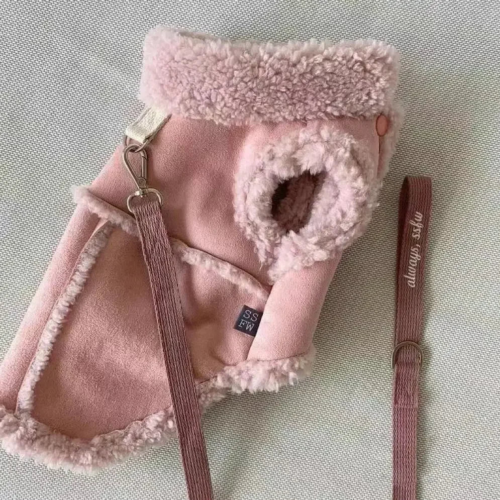 Winter Sherpa Dog Vest – Warm Harness Jacket with D-Ring (Coat for Small/Medium Dogs)