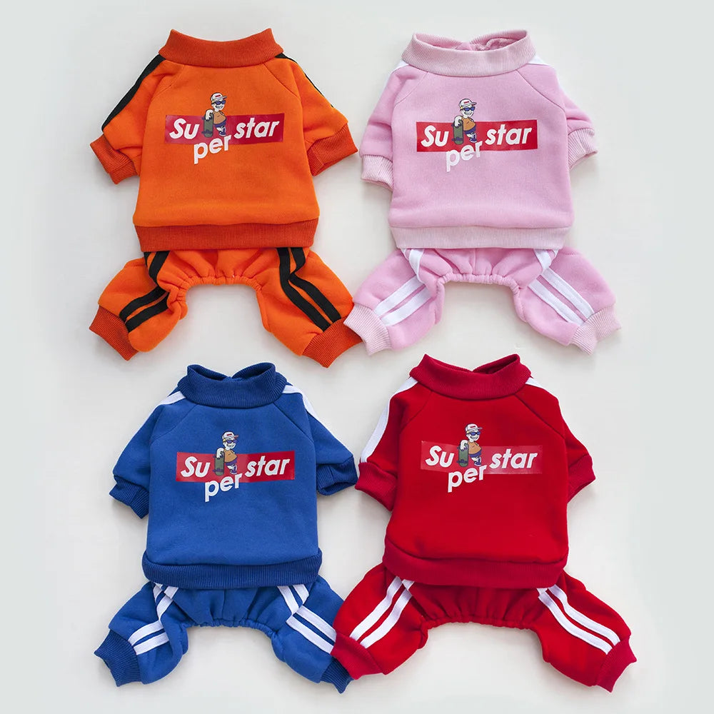 Superstar Pet Tracksuit – Two-Piece Dog Outfit Set (Sweatshirt & Pants)