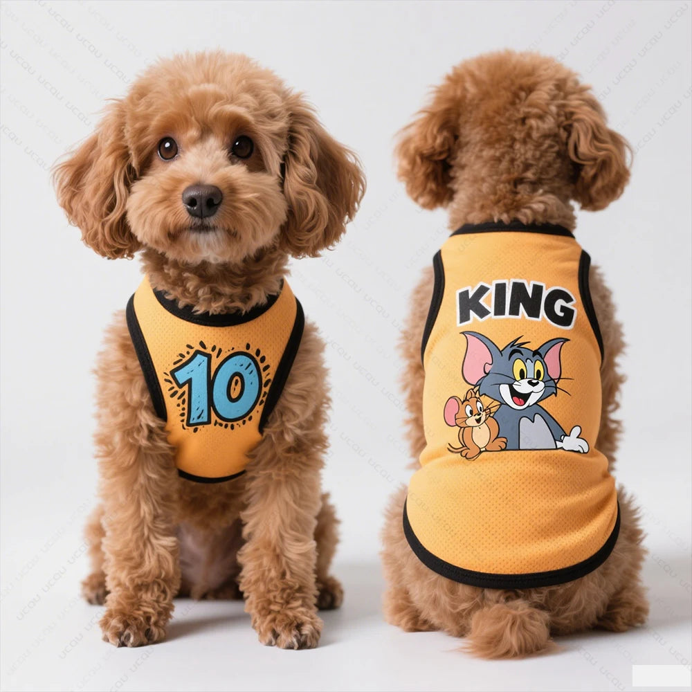 Cartoon Dog Tank Top – Summer Sleeveless Pet Shirt for Small & Medium Dogs
