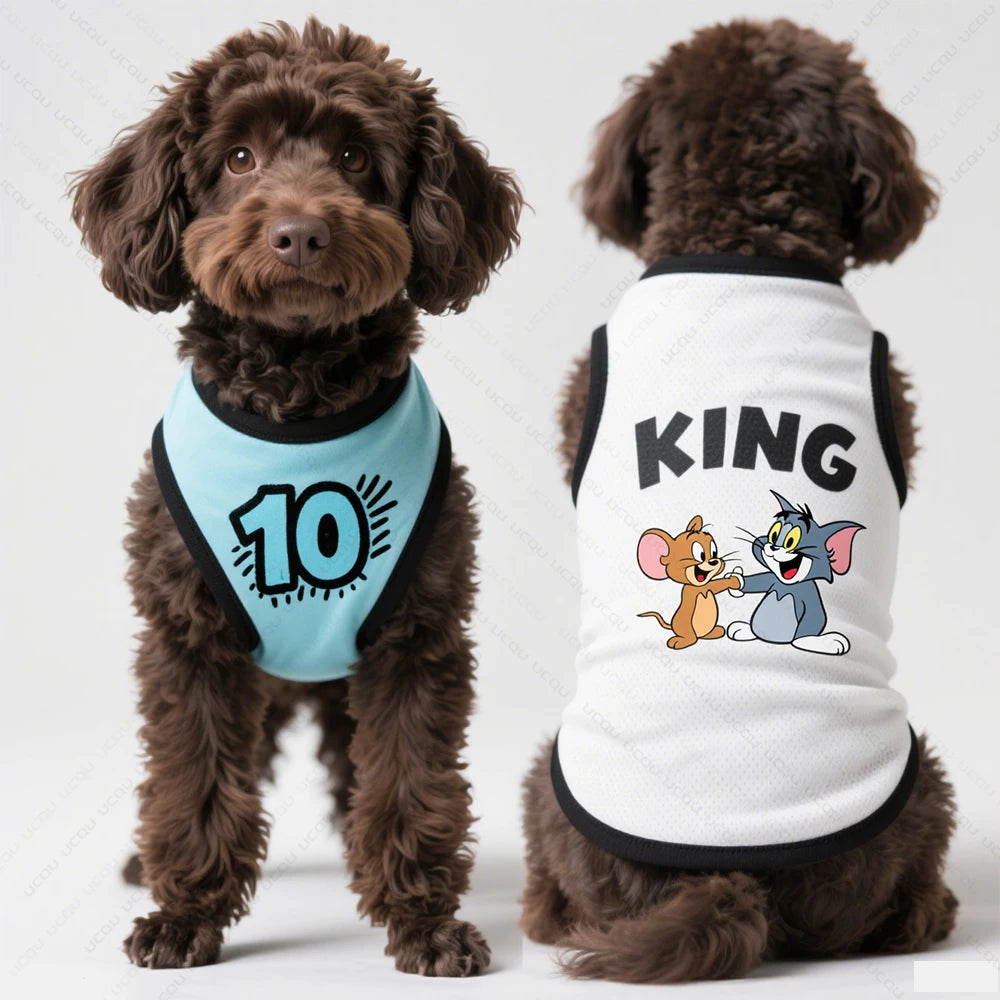 Cartoon Dog Tank Top – Summer Sleeveless Pet Shirt for Small & Medium Dogs