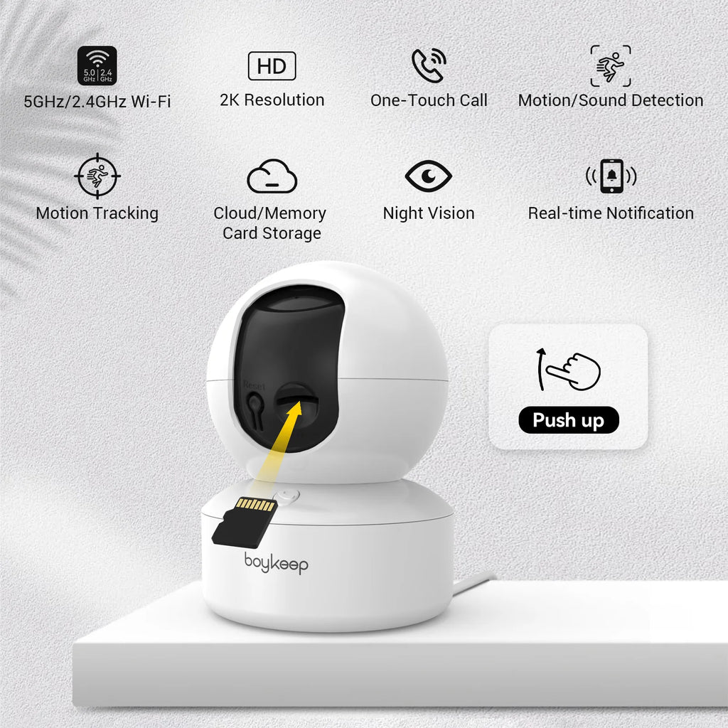 Boykeep 360° Pet Camera – Smart WiFi Indoor Security Cam with Motion Tracking & Two-Way Audio