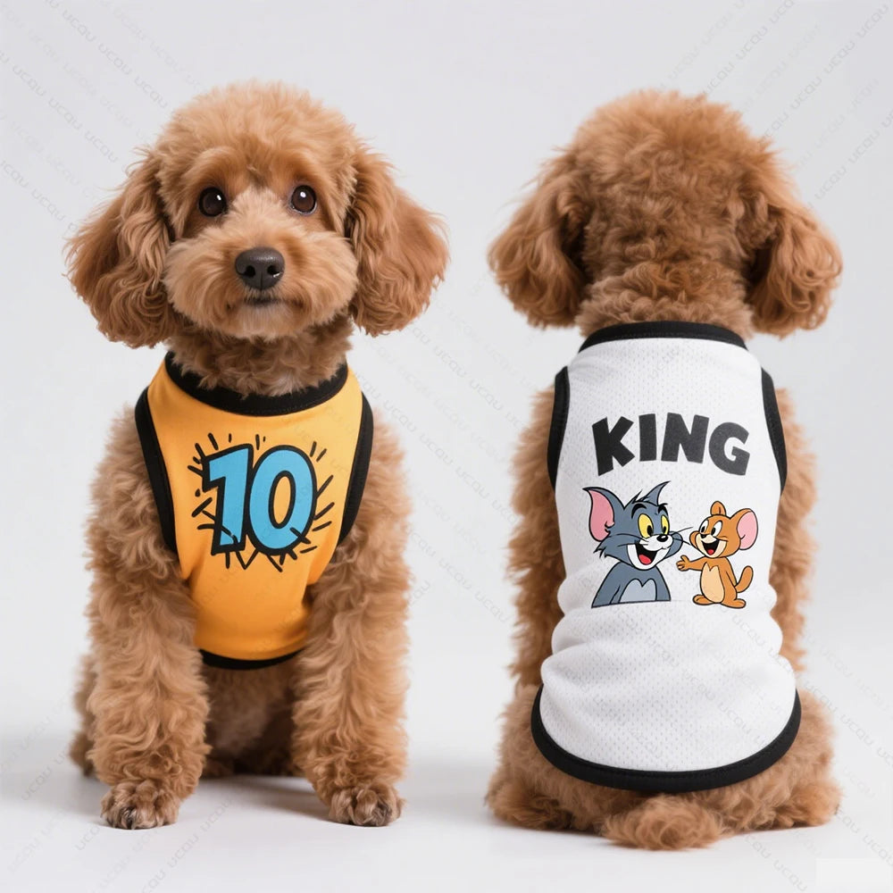 Cartoon Dog Tank Top – Summer Sleeveless Pet Shirt for Small & Medium Dogs