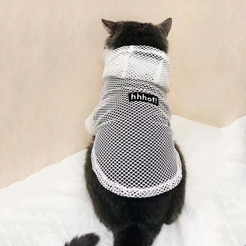Summer Mesh Pet Hoodie – Breathable Lightweight Dog & Cat Outfit