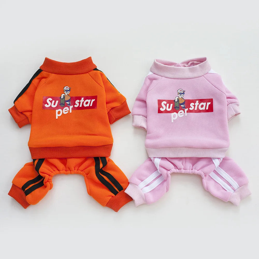 Superstar Pet Tracksuit – Two-Piece Dog Outfit Set (Sweatshirt & Pants)