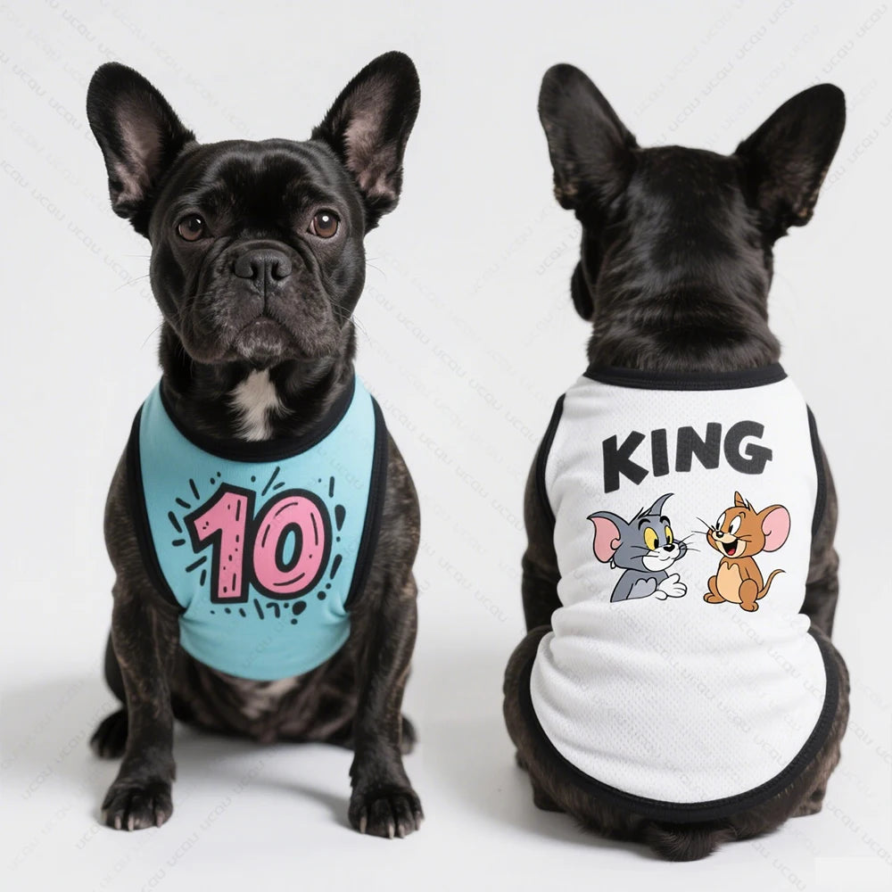 Cartoon Dog Tank Top – Summer Sleeveless Pet Shirt for Small & Medium Dogs