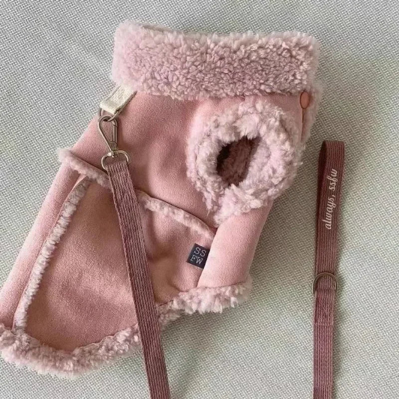 Winter Sherpa Dog Vest – Warm Harness Jacket with D-Ring (Coat for Small/Medium Dogs)